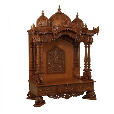 #ad Wooden Temple Teak Wood Antique Handmade Temple Hindu Holy Worship Pooja Ghar $2136.00
