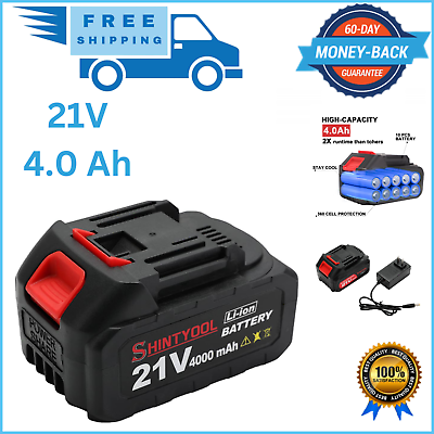 #ad 21V Lithium Battery 4.0 Ah Battery with Charger Adapter Led Indicator Compa... $37.97