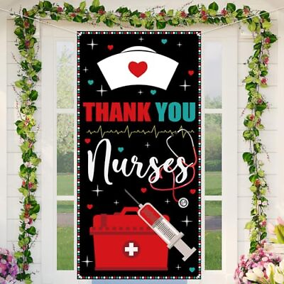 #ad Thank You Nurses Decorations Nurse Week Door Cover Nurse Appreciation Party F... $16.09