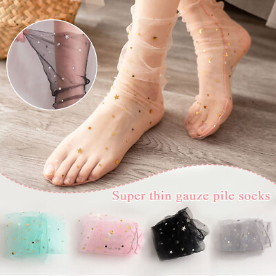 #ad Sexy Lace Mesh Fishnet Socks Transparent Ankle Net Yarn Thin Socks Stockings $1.88