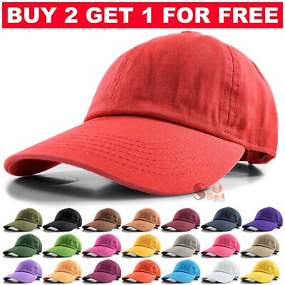 #ad Plain Solid Polo Style Baseball Hat Washed Cotton Adjustable Cap Mens Womens $8.45