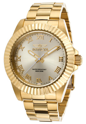 #ad NEW Invicta Pro Diver Champagne Dial Gold tone Roman Numerals Mens Watch $64.95
