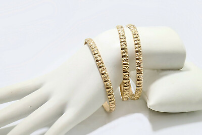 #ad Vintage SET 3 Gold Bangle bracelets Sm Hand 7quot; Round Real Gold Filled 1 20 14K $161.00