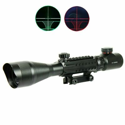 #ad 4 12X50 EG Optical Rifle Scope Red Green Dual illuminated with Side Rails Mount $47.66