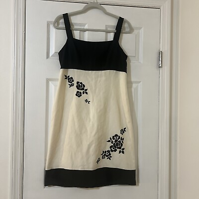 #ad #ad Ann Taylor Loft Silk Linen Ladies dress size 8 embroidered Black flowers $27.00