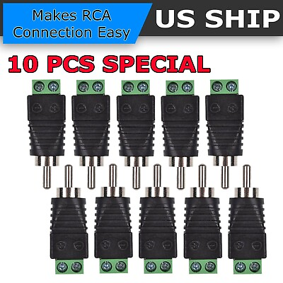 #ad #ad Speaker Wire Cable to Audio Male RCA Connector Adapter Jack Plug Lot $5.85