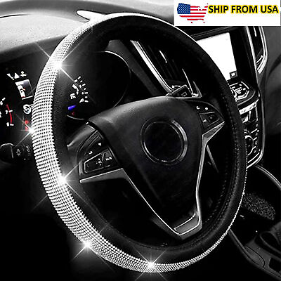 #ad 15quot; 38cm Bling Diamond Steering Wheel Handle Cover Steering Wheel Cover $11.78