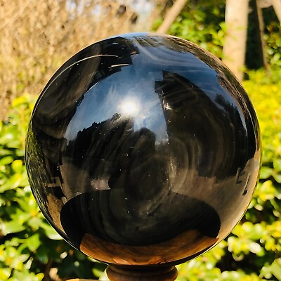 #ad 3.63LB Natural Silver Black Obsidian Sphere Quartz Crystal Ball Healing $140.00