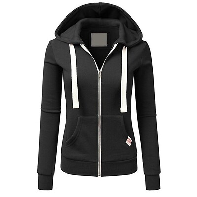 #ad Womens Zip Up Hooded Hoodie Fleece Jacket Plain Casual Pullover Sweatshirt Tops $22.99