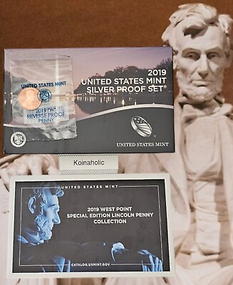 #ad 2019 Silver Proof Set U.S Mint OGP COA with W Reverse Proof Penny In Original $117.95