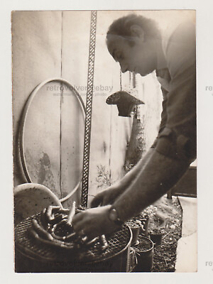 #ad Is the Man in the Photo Grilling or Planting Flowers? Nice Unusual Snapshot $14.99
