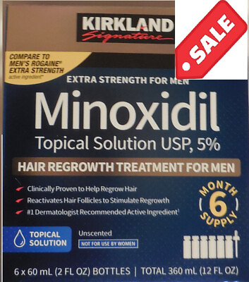 #ad 6 months supply 5% Kirkland Hair Regrowth Solution Ships from USA $59.99