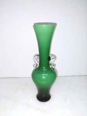 #ad Vintage Green Murano Art Glass Bud Vase $16.00
