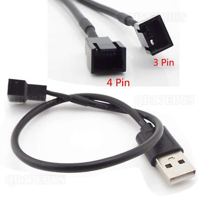 #ad 5V 3pin 4pin Fan to USB Adapter Computer PC Power Connector Changer Cable B17 $2.17