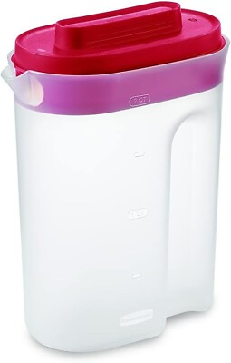 #ad Rubbermaid Compact Pitcher Plastic Pitcher with Lid 2 Quart Red $11.49