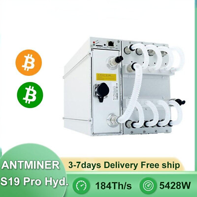 #ad Antminer S19 Pro Hydro 184T 5428W Bitcoin BTC BCH BSV Hydro Cooling Asic $2499.00