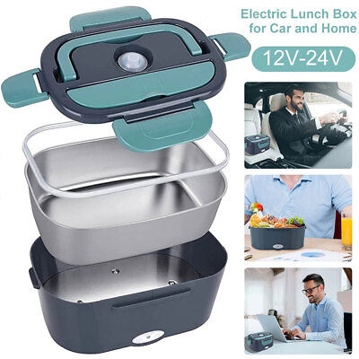 #ad 40W Electric Lunch Box Hot Food Heated 1.5L Portable Food Warmer Heater 12V 110V $39.98