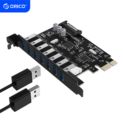 #ad ORICO USB3.0 PCI E Expansion Card Adapter 7Ports Hub Adapter External Controller $19.44