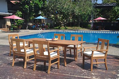 #ad A Grade Teak 7pc Dining 94quot; Rectangle Table 6 Osborne Arm Chair Set Outdoor $2960.75
