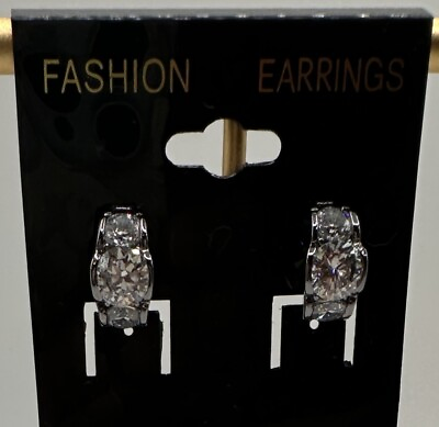 #ad Clear Crystal Stones in Half Hoop Post Earrings $6.50