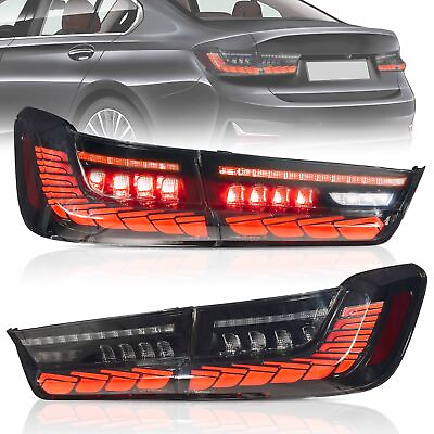 #ad VLAND FULL LED Smoked Tail Lights For 2019 2022 BMW 3 Series G20 G80 M3 Red Turn $341.99