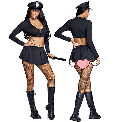 #ad Womens Sexy Cosplay Lingerie Policewoman Uniform Set Perspective Costume Outfits $27.94