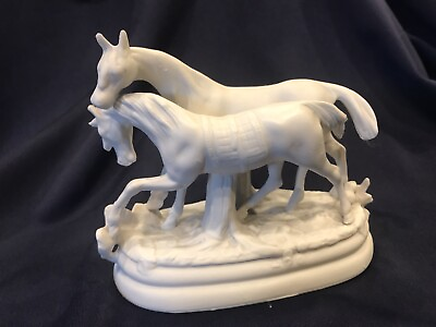 #ad Antique Soft Paste Porcelain Horses Figurine from Germany $80.00