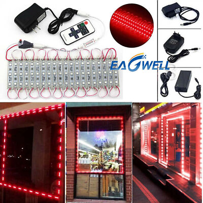 #ad Red 10ft 80ft 5050 3 LED Module Light Storefront Window Sign Lamp RemotePower $36.49