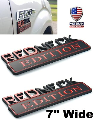 #ad TWO BLACK 7quot; Large REDNECK EDITION Decal Sticker Car Truck Emblem Badge Red Neck $15.46
