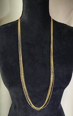 #ad HSN Bellezza Italy 7 Strand Gold Tone Long Chain Necklace Women#x27;s Jewelry $18.75