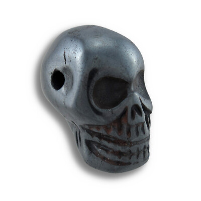 #ad Zeckos Carved Hematite Gemstone Skull Pendant 25mm 1 in. $14.35