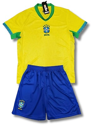 #ad New Brazil Kid#x27;s Uniform Soccer Outfit Jersey and Shorts Futbol Uniform Yellow $39.95