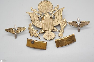 #ad WWII Army Air Forces Pilot Wings 2nd Lt. Insignia Pins Sets amp; Officer Hat Badge $34.99