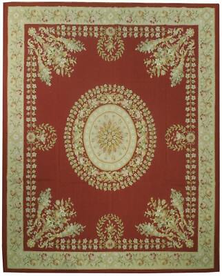 #ad 8#x27; x 10#x27; Brick Red French Aubusson Flat Weave Rug 20753 $2025.00