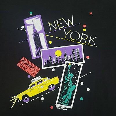 #ad New York Broadway Shirt Mens XL Extra Large Black Ticket Skyline Statue Liberty $12.00