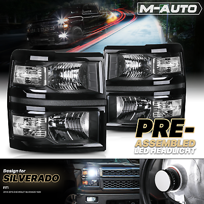 #ad LR Clear Black Headlight6000K LED Bulbs for 2014 2015 Chevrolet Silverado 1500 $171.99