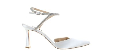 #ad Badgley Mischka Womens White Ankle Strap Heels Size 8 7615301 $20.99
