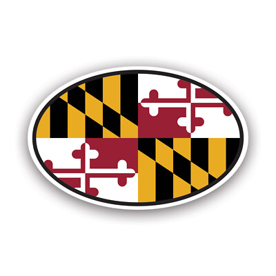 #ad Maryland Flag Oval Sticker Decal Weatherproof v4 md euro $4.99