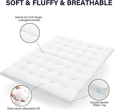 #ad Extra Thick Mattress Topper King 1000 GSM Down Fill Organic Cotton Cooling ... $28.48