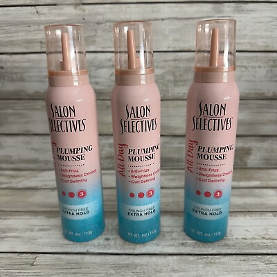 #ad Lot of 3 Salon Selectives Plumping Mousse Anti Frizz Curl Defining #3 4oz Extra $24.95