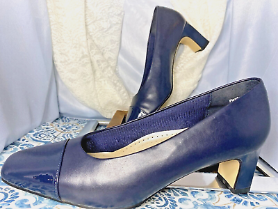 #ad Highlights by Payless Women#x27;s Squared Toe Heels Faux Leather Blue Size 9 $15.16