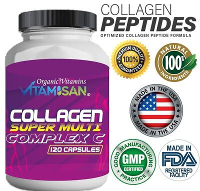 #ad Collagen Peptide Vitamins w Biotin Collagen Type 1 2 3 510 Joint Support 120 $12.55