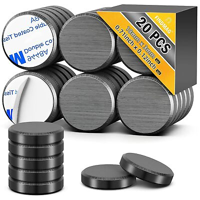 #ad 20 Pack Adhesive Backing Round Disc Magnets Strong Ceramic Magnets Refrigerator $16.11
