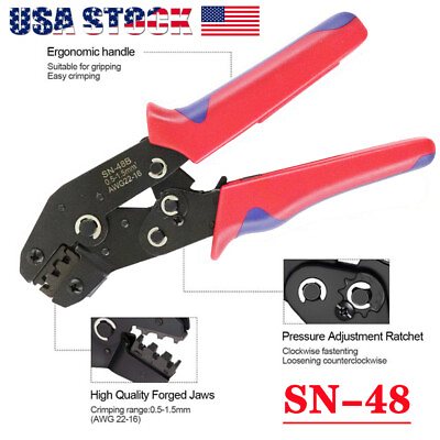 #ad Insulated Ratchet Crimping Pliers Cable Wire Terminal Connectors Crimper Tool US $18.99