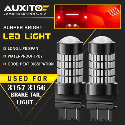 #ad 2X AUXITO 3157 3156 Brake Tail Stop Light LED Super Red Bulbs Bright 102H EOA $20.99