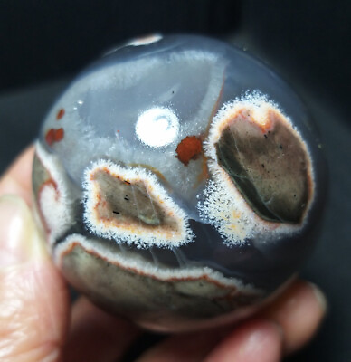#ad RARE 200g Natural Polished Football Agate Crystal Sphere Ball Healing YWD706 $62.99