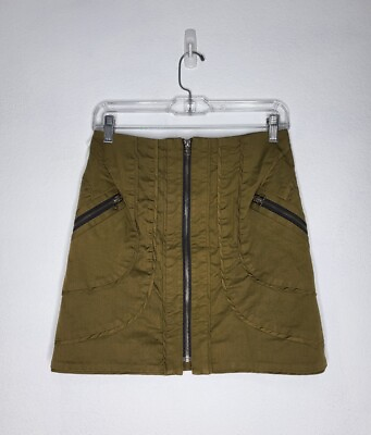 #ad VERONICA BEARD Women Front Zip Linda Cargo Mini Pencil Skirt Olive Size 2 $48.00