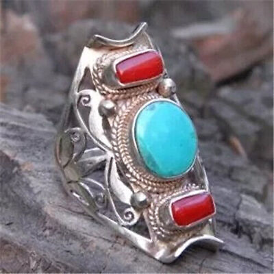 #ad Fashion Women 925 Silver Jewelry Wedding Engagement Turquoise Rings Size 6 11 C $3.56