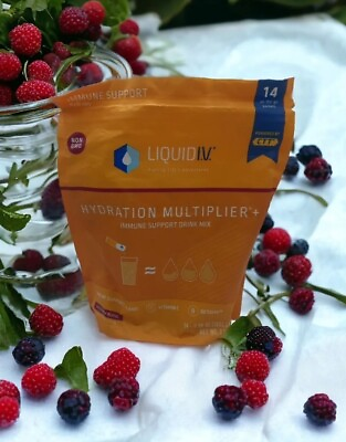 #ad Liquid I.V. Hydration Multiplier Immune Support 14 Sticks Wild Berry Exp 6 25 $17.09