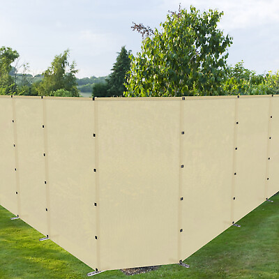 #ad 6FT Outdoor Fence Kit amp; Stainless Pole Privacy Fence Dog Yard Pool Safety Beige $354.63